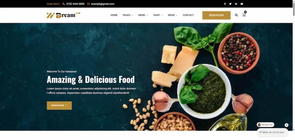 Criação de sites - Template de Landing Page para Restaurantes e Modelos de Negócios focado em Alimentação